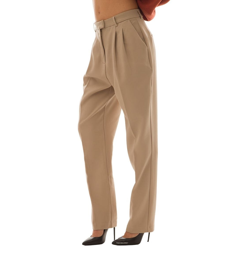 NA-KD Recycled Cropped High Waist Suit Pants (Beige)