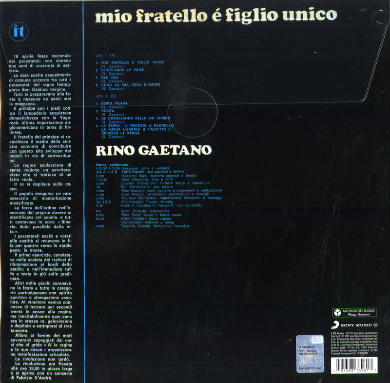 Rino Gaetano - Mio Fratello È Figlio Unico (Vinyl Legacy Edt. Vinile Originale Con Libretto)