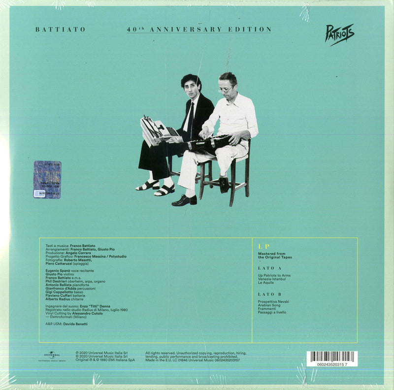 Franco Battiato - Patriots 40th Anniversary (180 Gr. Audio Masterizzato)